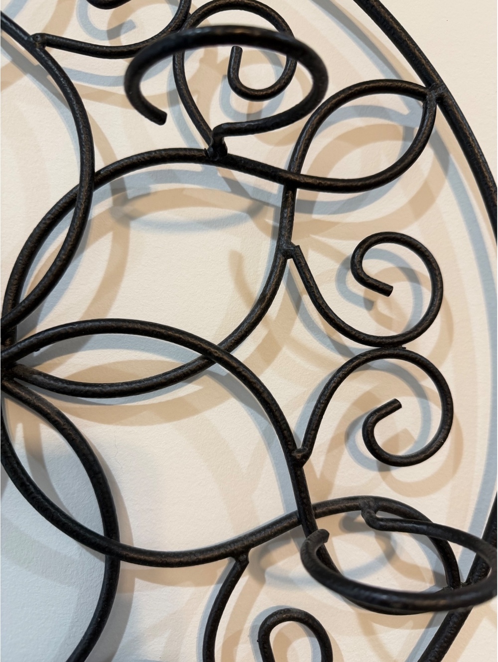 Black Iron Wall Hanging with Intricate Scrollwork and Floral Design - Decorative - Picture 2 of 7